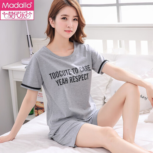 Modal pajamas for women, summer short-sleeved pure cotton two-piece set, summer Korean style loose fresh student spring and summer thin home clothing G6630 short-sleeved XL women--