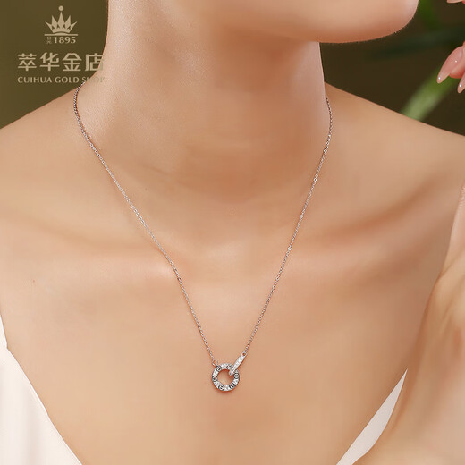 Cuihua pt950 double-ring nail platinum necklace, fashionable and versatile women's clavicle chain, birthday gift for girlfriend and wife, about 6g