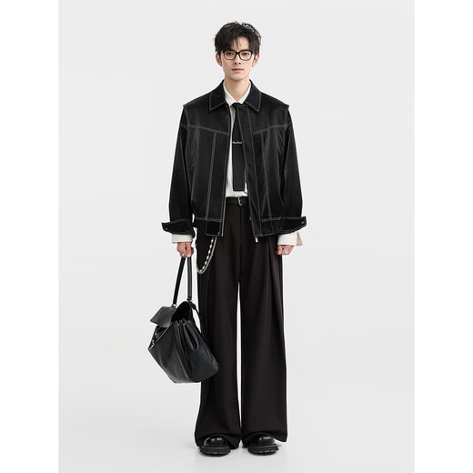 Piaget Zall ZE Men's 2025 New Loose Glossy PU Leather Jacket Men's Casual Motorcycle Top Quartz Color XL _180