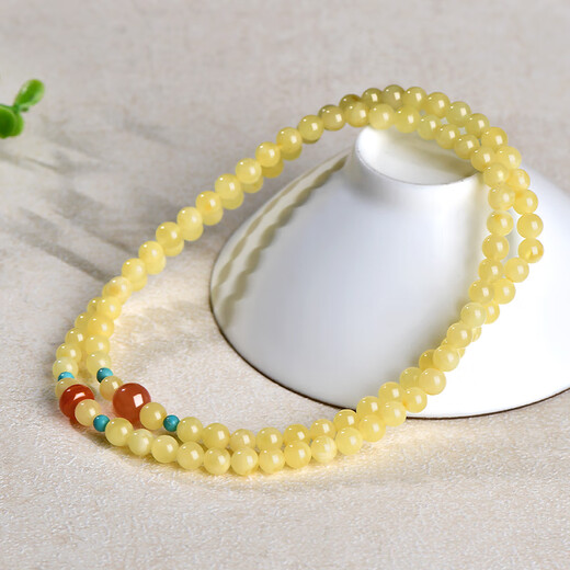 A Thousand Years Jade Beeswax Nanhong Bracelet Women's Multi-circle Round Bead Temperament Bracelet Jade Bracelet About 5mm QZD2693f