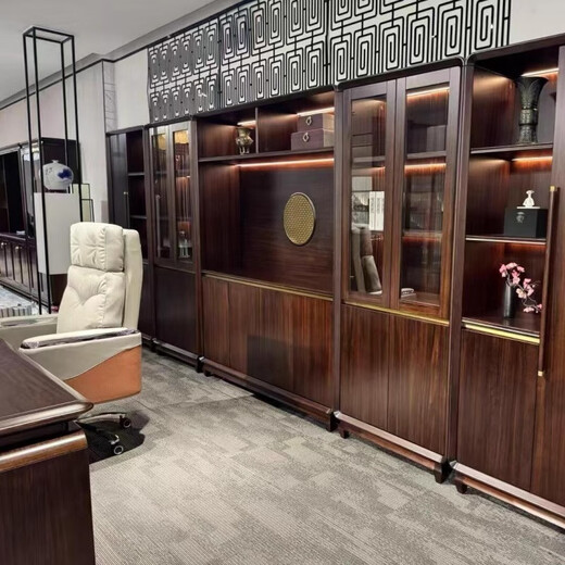 Aosenming black gold solid wood boss desk chairman desk chair high-end president desk executive desk office furniture 2.4 meters boss desk