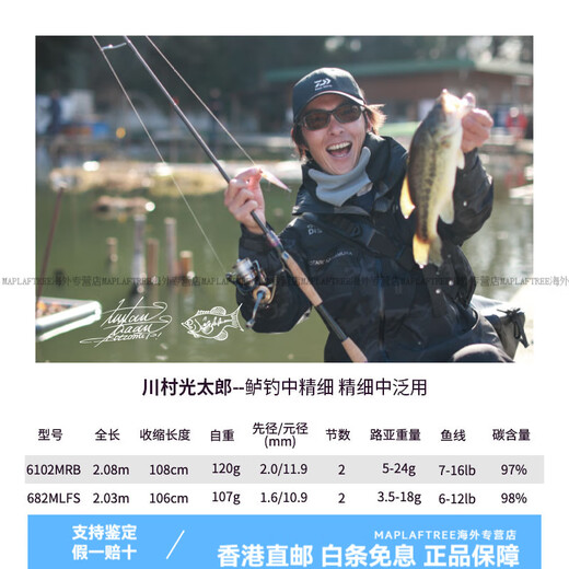 达亿瓦（DAIWA）21新品ZILLION子龙竞技远投路亚竿枪柄碳素翘嘴鲈鱼杆 1米 682LXS