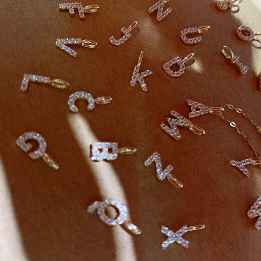 VZZS Seoul k gold light luxury jewelry pure 14K gold zircon inlaid letter pendant necklace accessories gift bracelet pendant C