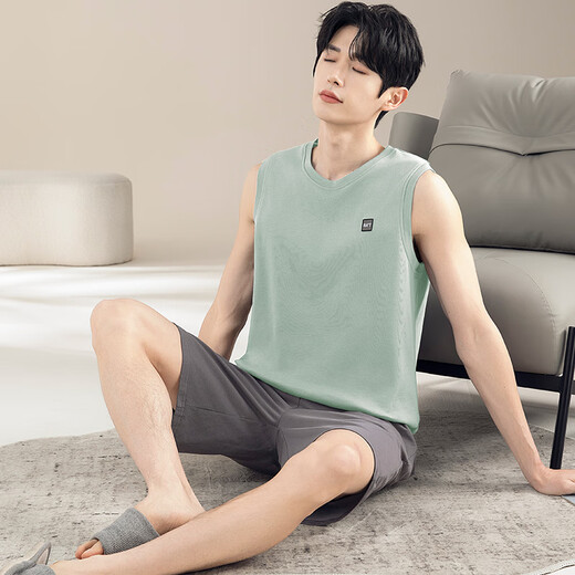 莫代尔背心男士睡衣夏季薄款2025年新款夏天冰丝家居服套装男 13657 L