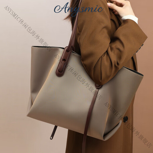 ANYSMIC包包女包奢侈品牌单肩包托特包女2025新款手提包大容量帆布女包 黑色