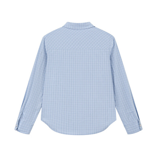 ELLE KIDS children's clothing plaid long-sleeved versatile shirt for girls autumn new French classic high-intelligence top blue plaid 160 (S)