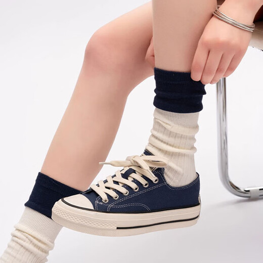 NOSSKISS International Light Luxury Women's Shoes Low Top Canvas Shoes Women's Classic Canvas Shoes New Lace-up Thick Sole Round Toe Sports and Leisure Shoes Blue [Skin Inner] 37