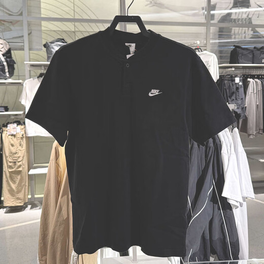 Nike short-sleeved POLO shirt 2025 new men's top Club Henry shirt cotton sports casual stand collar business sweat-absorbent and breathable HQ5975-010 XL