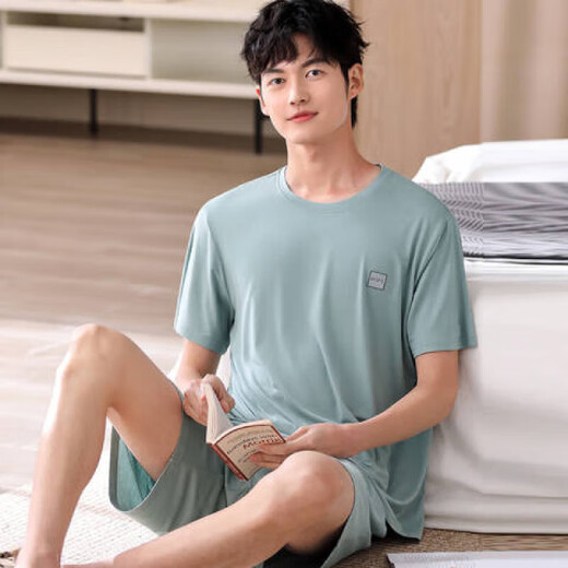 Sangqin Été décontracté grande taille pyjamas pour hommes à manches courtes de grande taille peut être porté à l'extérieur pour les jeunes élèves des vêtements à la maison hde9928 [coton] M
