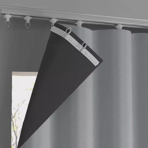 HALODN Curtain Blackout Cloth Hook Type Curtain No-Punch Blackout Curtain Hook Bedroom Bay Window Rental House Sunshade Blackout Curtain - Hook Style - Gray - 1.8m*1.8m Upgraded Flat Hanging Style, Free S Hook, No Track