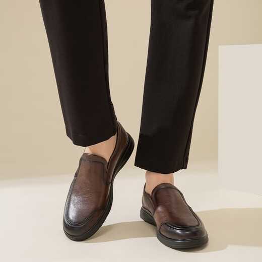 
Red Dragonfly Left Month Leather Shoes 25 Spring Soft Side Shoes Business Casual Shoes Cowhide Men's Shoes WTA15051 Brown 44