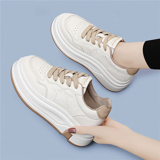 Yurre Poe semelles épaisses Chaussures surélevées pour les petites chaussures blanches pour femmes pour le printemps Nouvelles chaussures décontractées sportives 7029 Blanc et noir 40