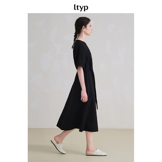 Original travel ltyp bamboo joint tinsel linen straight cut dress literary simple loose straight long skirt for women summer black plum black S