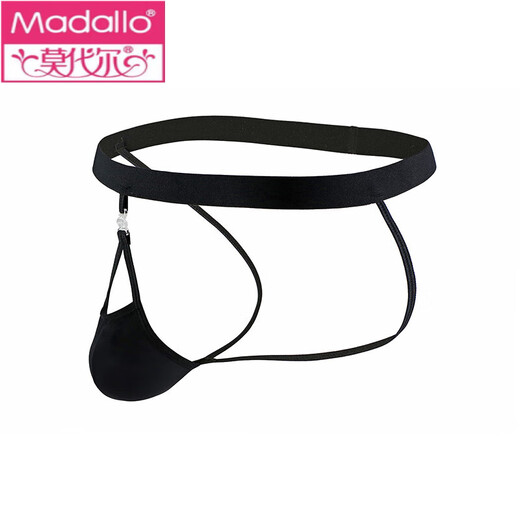 Modal removable bladder men's PP thong men's ice silk thong translucent rear hollow personality characteristic underwear gay red rib color blue cloth M