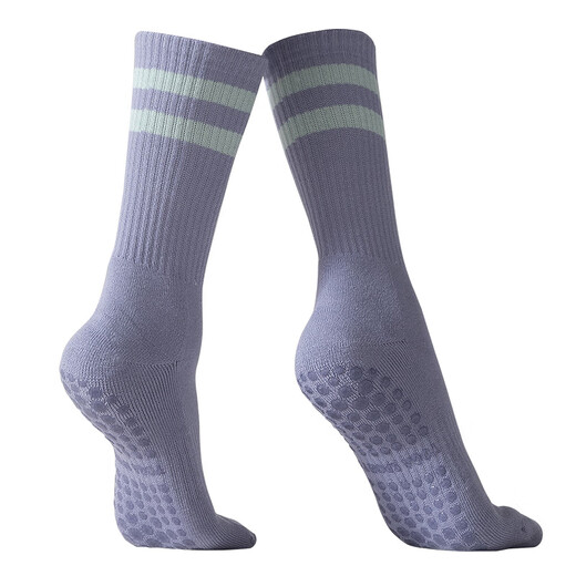 Skingcond yoga socks non-slip women's Pilates thickened sports fitness running skipping rope high school pressure non-slip socks 2 pairs of purple + purple one size