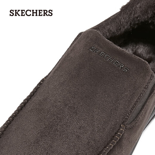 Skechers flash shoes for men 2025 new autumn velvet warm casual walking shoes one-leg loafers 205606