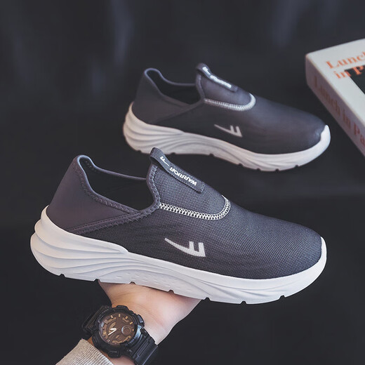 Huili senior shoes men's shoes comfortable middle-aged and elderly casual shoes dad shoes breathable mother shoes KGH1477 black gray 43