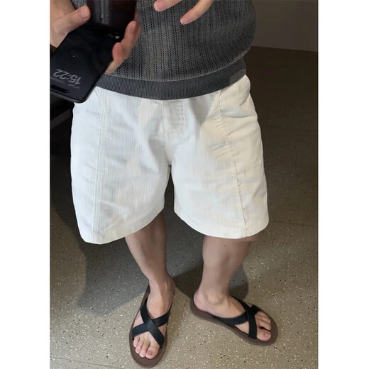 XUEDEYA old money style Henry collar knitted Polo shirt cotton and linen blended shorts boys summer wear handsome suit floral gray M (suitable for 100-115 Jin Jin equals 0.5 kg)