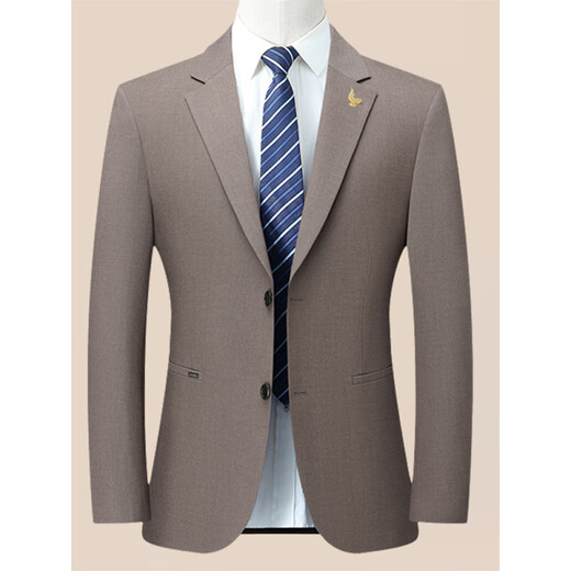Ankündigung Vogel Maulbeerbeere Seide Dünne Anzug Leichte Luxus -Single West Jacke Spring Business Casual Color Slim Anzug 6630 Hellbraun S 165/84