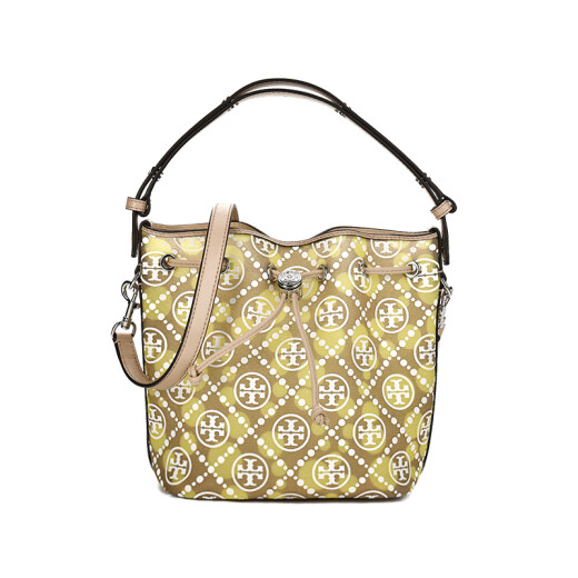 Tory Burch汤丽柏琦T MONOGRAM提花女包水桶包斜挎包 TB166273-251 卡其绿