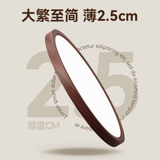 箭牌卧室灯2024年新款简约护眼胡桃木纹中古风led房间吸顶灯 30W 全光谱RA9730CM-精灵版/30W