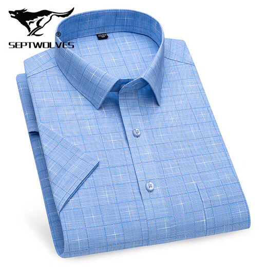 Sieben Wolfs 2025 Sommer Herren-No-Lösungs-Kurzarm-Shirt mit mittleren Altersgeschäften im mittleren Alter Profi Kleidung Fashion Comfort High-End-Baumwoll-Shirt DX6629 38