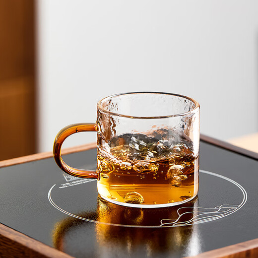 Yaji tea set tea cup Xiao tea cup 100ml heat-resistant glass tea cup home office cup color handle - 6 pieces