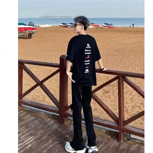 Digada lazy popular Harajuku versatile trendy black denim trousers simple literary ins new fashion CXPF-6630 black XL