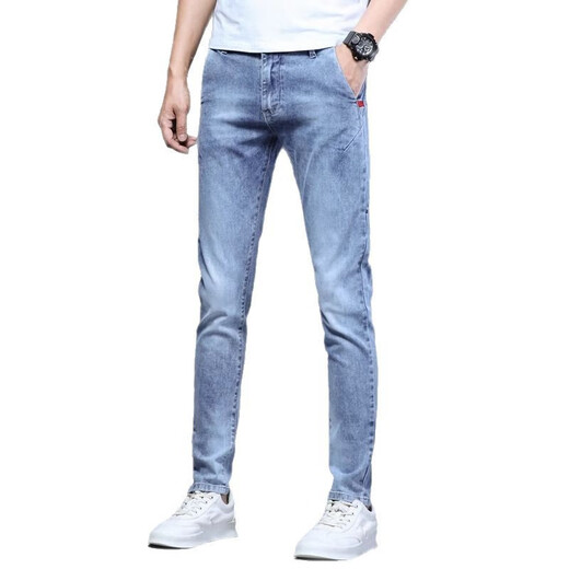 LEE KIDS high-end men's stretch jeans spring and autumn style 2025 new pants men's casual slim feet pants light-colored trousers black 1048 models 28
