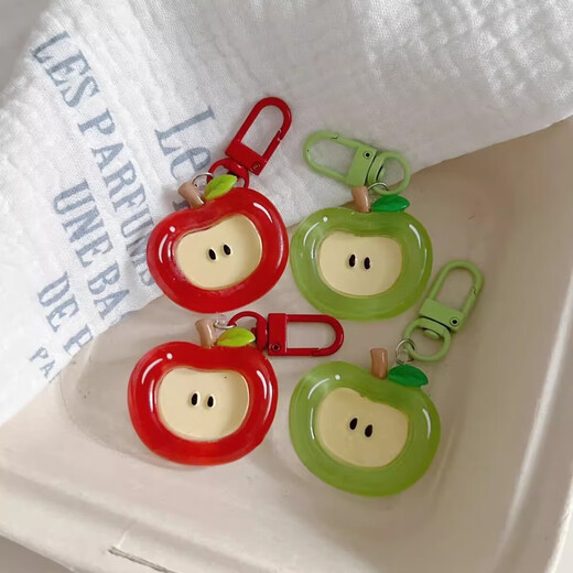 Keychain de pomme transparente douce et mignonne Cartoon Girl Heart Pendant Nouveau couple Accessoires Poldaline Pendants Coix Keychain - Orange