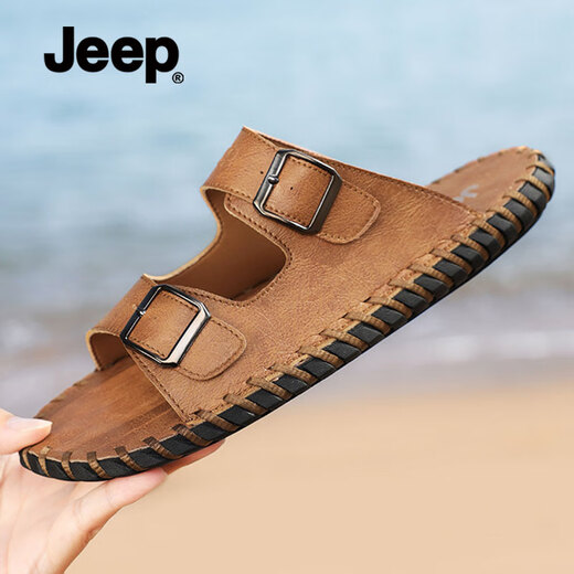 Jeep Jeep Slippers for men in autumn new style breathable soft sole wear casual sandals outdoor non-slip Roman beach shoes men brown [standard sneaker size] 39