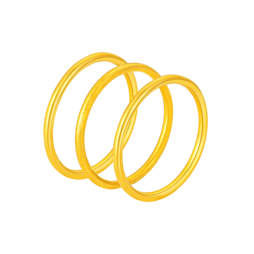 Laomiao Sansheng III 18K gold plain ring smooth ring couple rings can be stacked frosted men's and women's rings Chinese Valentine's Day gift 18k gold frosted ring ring #21 about 0.8g