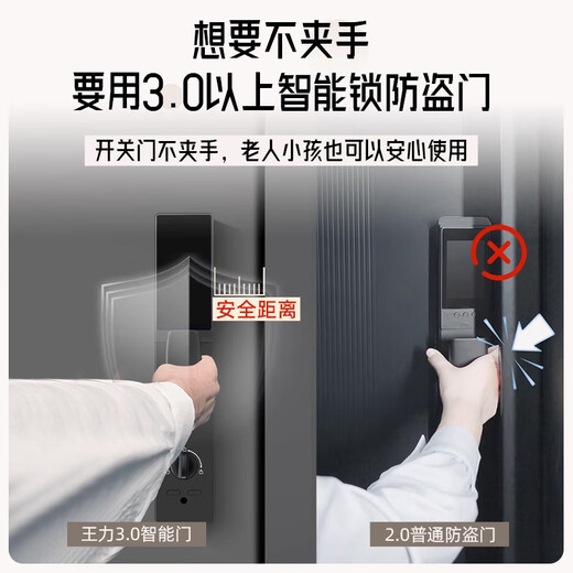 王力高端家用防盗门隐藏式门楣+航空铝箔填充+一门到顶+智能门锁进户门入户门大门A102【3.0不夹手智能门】
