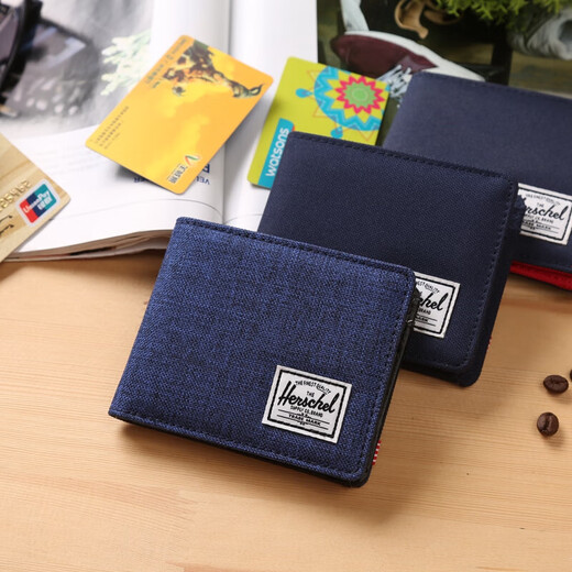 Yunfan (yunfan) billetera corta para hombres y mujeres, billetera de monedas de lienzo, billetera simple del estudiante, bolsa de moneda azul