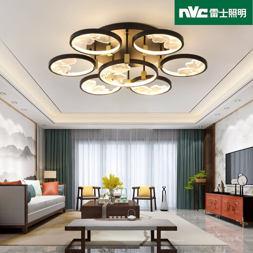 雷士（NVC）2025新款新中式吸顶灯LED客厅灯中国风禅意卧室现代简约大气家用 1W 6623-3头三色光