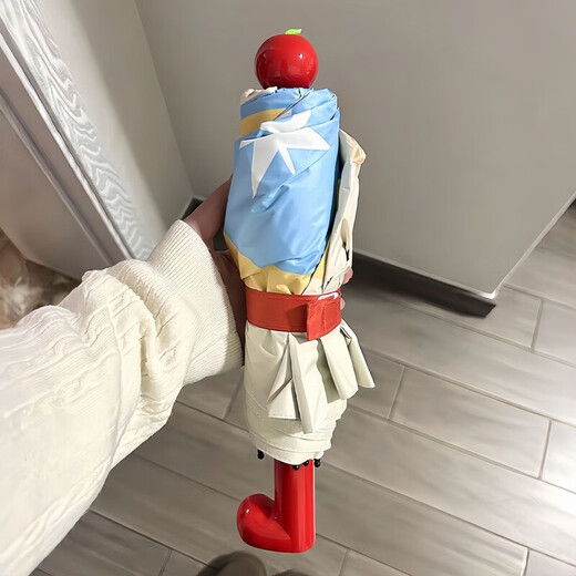 Children's umbrella 10-12 years old Apple boots folding sun umbrella cute parasol ins high-value sunshine and rainy dual-purpose Annuo A3880 Green Apple manual sunshade