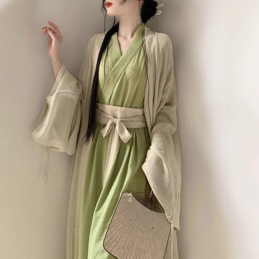 Hanfu Chinese Style Straight Set Full Full of Women's Ancient Costume Costume Dance Ancient Style Dance améliorée Jupe Wei et Jin Style Big Sleeve Shirt Suit Blue Big Sheeve Shirt S