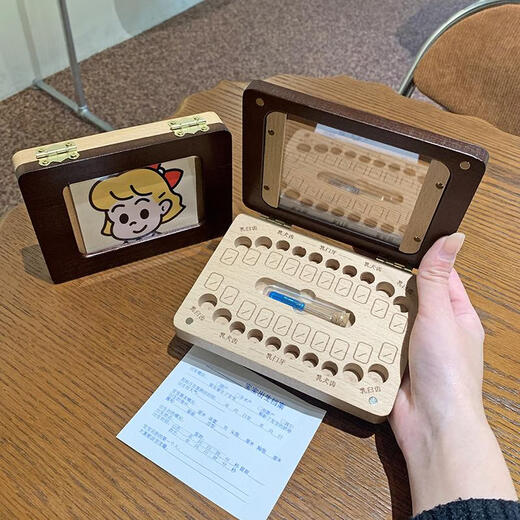 Woyoujia marco de foto de madera sólida Caja de dientes de baby dientes Memorial Caja de almacenamiento de dientes de reemplazo de dientes de los niños Caja de dientes de leche umbilicales Cabina de recolección de cabello Retro Madera de madera sólida Caja de almacenamiento de dientes de mazor