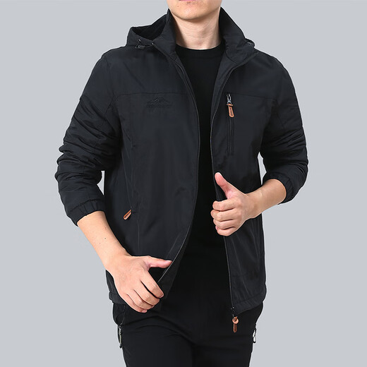 
VIIBEST9898 Cross-border casual jacket autumn and winter outdoor windproof charge plus velvet hooded casual jacket sports clip black M