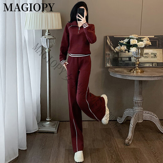 MAGIOPY国际奢侈高档品牌欧洲站休闲运动套装女春季2025新款洋气红色短款 红色两件套 S(100斤以内)