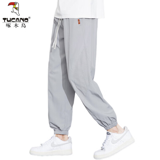 
Woodpecker (TUCANO) ice silk pants for men in summer thin fashion loose trousers casual trousers for men in youth breathable quick-drying sports pants 1B27-BJZ983 gray L about 115-130Jin [Jin equals 0.5 kg] can be worn