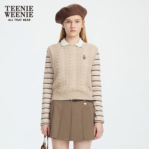Teenie Weenie Bear Sweater Women's 2025 Autumn New Simple Fashion Simple Simple Smart Mleeveless Chalss