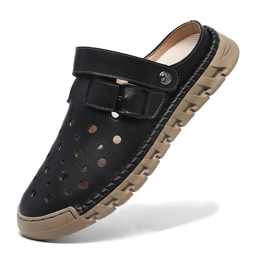 Außensandalen Männer 2025 Neue Baotou -Sandalen Herrenschuhe mit atmungsaktivem, weicher Sohle reiner Mikrofaser -Leder -Sandalen Khaki [Mikrofaserleder A675] 42