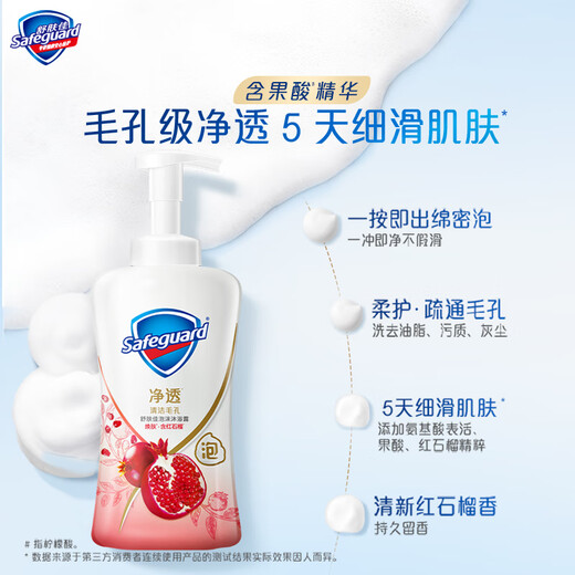 Safeguard Purifying Foaming Shower Gel, Pomegranate 500g*2+Camellia 500g, long-lasting fragrance, unisex