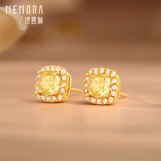 Shipulin K gold earrings, sugar cube earrings, self-worn as a birthday gift for girlfriend, 18K gold + zircon