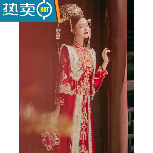 
Shantoulin Village wedding dress phoenix crown phoenix crown phoenix crown phoenix crown phoenix clothing Xiuhe clothes 2025 wedding dress female bride Chinese wedding dress dragon phoenix jacket small high-end phoenix crown phoenix crown S