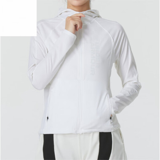安德玛（Under Armour）Storm女子防水梭织训练运动连帽外套夹克-官方旗舰正品 白色 T1361384-100 S 160CM 修身款