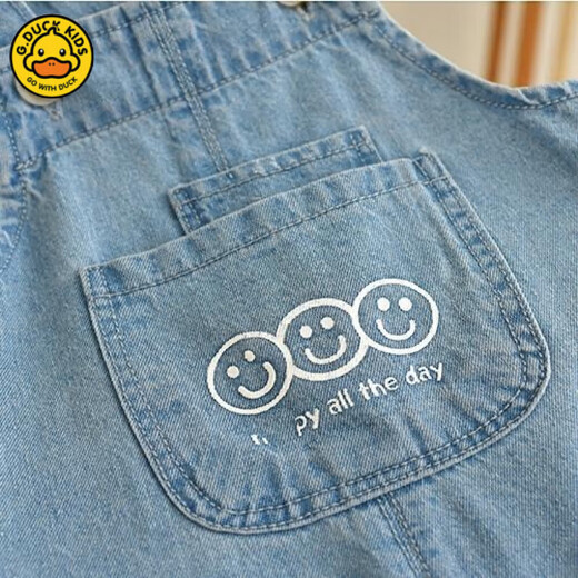 G.Duck Children's Denim Overalls für Sommerdünnstil für Männer und Frauen, lose super weiche Fünf-Punkte-Hosen für Kinder, modische Shorts für Kinder, hellblaue Gurt-Shorts 90 (können geöffnet werden)