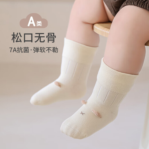 Nanlu Boneless Newborn Socks Autumn and Winter Wide Mouth Anti-Strangle Baby Socks 6-12 Months Cute Medium Tube Baby Socks 2 Pairs (Yellow/Blue) 0-6 Months (XS)