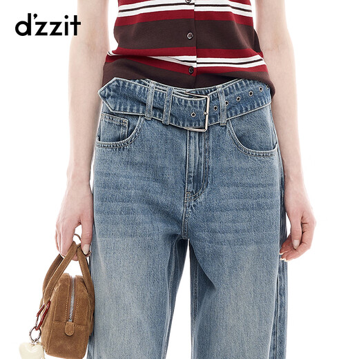 Dzzit Jeans 2025 Autumn Nuevo estilo de mezclilla con pantalones de pierna ancha para mujeres 3J3R8121s Blue XS